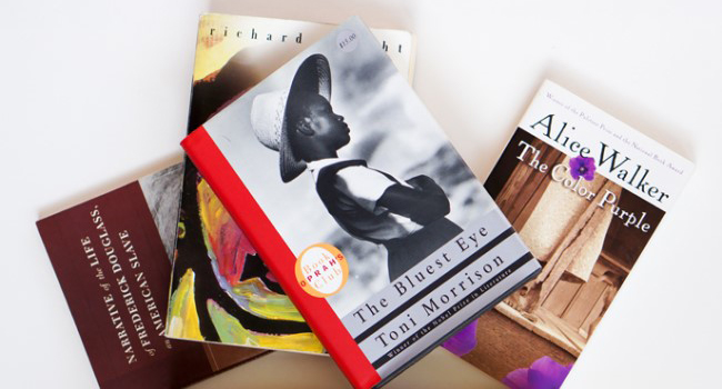 Photograph of books by Black female authors